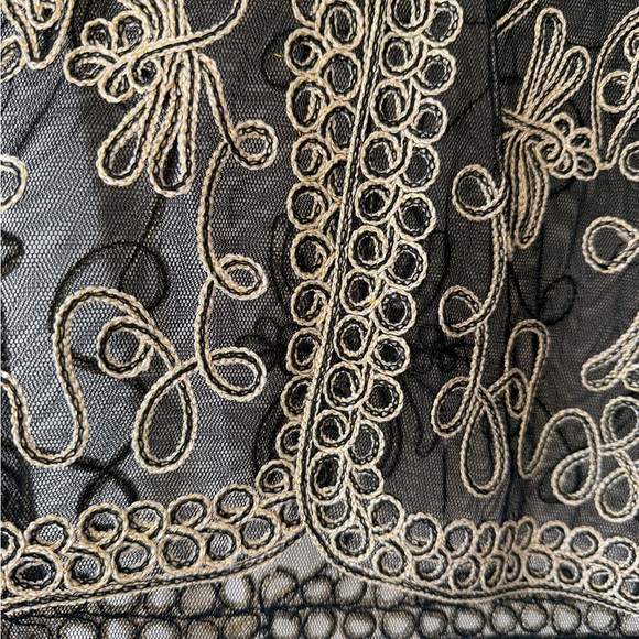 Joseph Ribkoff Black Mesh Jacket with Cream Embroidery - Picture 6 of 7